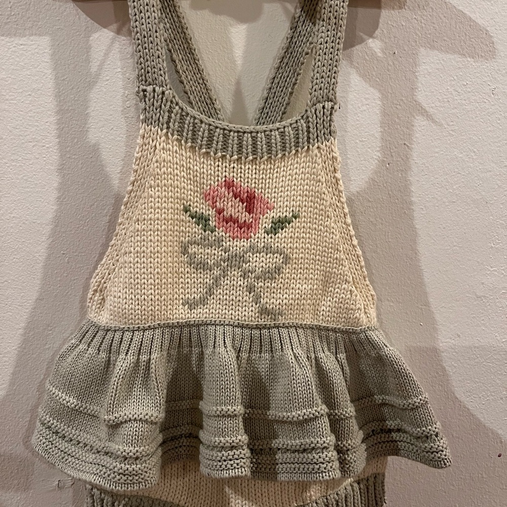 Wild Wawa Romper GrayishBlue and Cream Knit - Picture 5 of 7